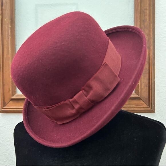 Vintage Amanda Smith Women’s 100% Wool Hat, Burgundy Maroon, 90s Style, Italian - Picture 2 of 14